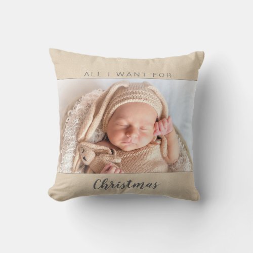 Babys First Christmas Family Photo Throw Pillow