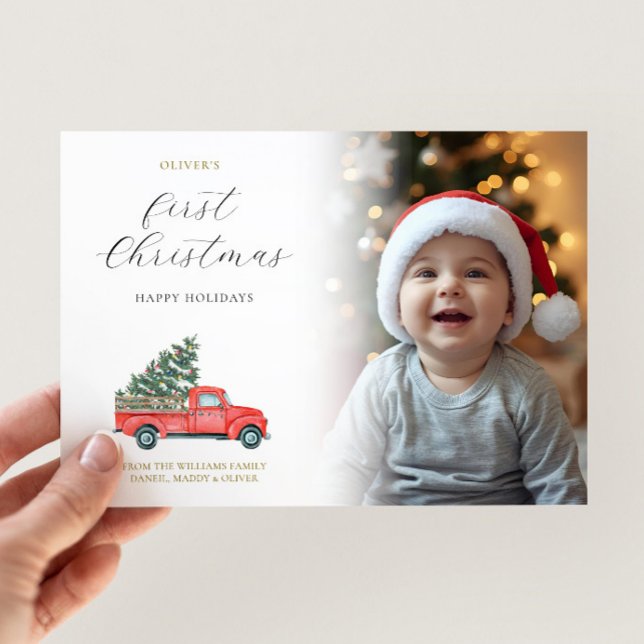 Baby's First Christmas Farm Truck Christmas Tree Card (Creator Uploaded)