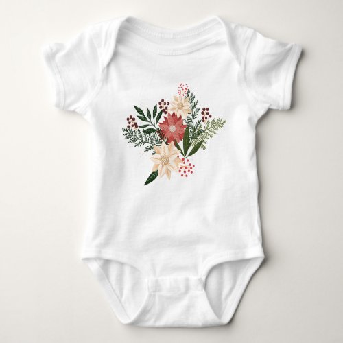 Babys first christmas festive botanical holiday baby bodysuit