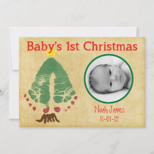 Baby's First Christmas Footprint Christmas Tree Holiday Card