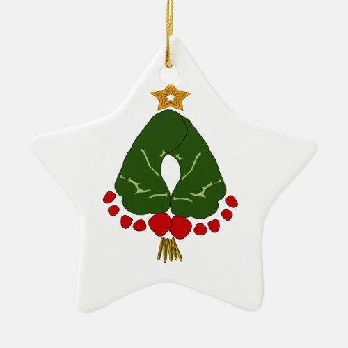 Babys First Christmas Footprint Tree Ceramic Ornament