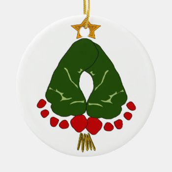 Baby's First Christmas Footprint Tree Ceramic Ornament by Amitees at Zazzle