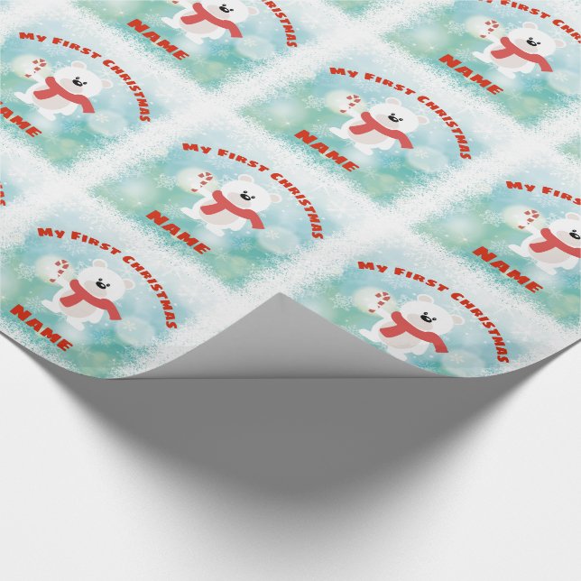 Babys FIRST Christmas GIFTWRAP Funny Personalized Wrapping Paper (Corner)