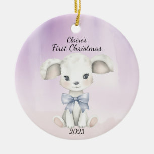 Baby's First Christmas Goat Personalized Ceramic Ornament