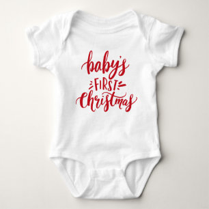 Baby's First Christmas Hand Lettering Personalized Baby Bodysuit