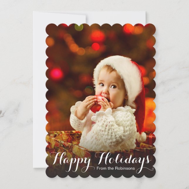 Baby's First Christmas Happy Holidays Photo Card (Front)