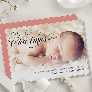 Baby's First Christmas Heart Flat Holiday Card