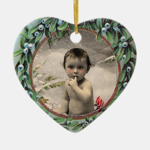 BABYS FIRST CHRISTMAS HEART  PHOTO TEMPLATE CERAMIC ORNAMENT