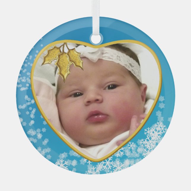 Baby's First Christmas Heirloom Heart Glass Ornament (Front)