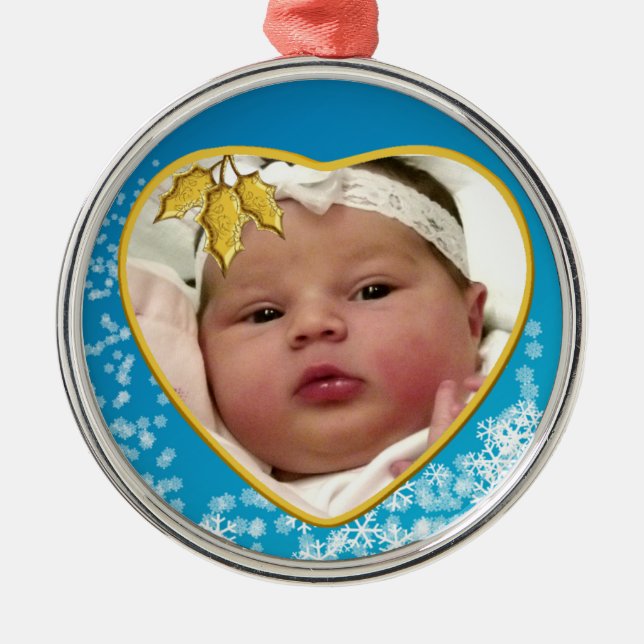 Baby's First Christmas Heirloom Heart Metal Ornament (Front)
