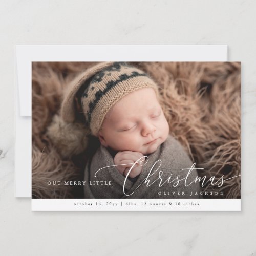 Babys First Christmas Holiday Baby Birth Photo Announcement