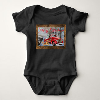 Baby's First Christmas Holiday Farm Scene Baby Bodysuit