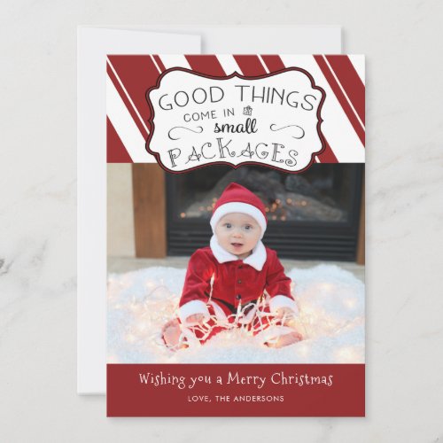 Babys First Christmas Holiday Photo Card