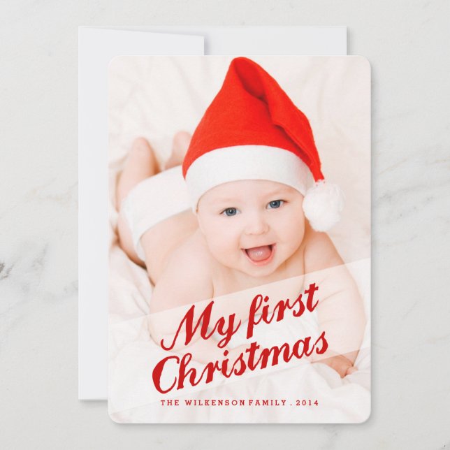Baby's First Christmas Holiday Photo Card (Front)