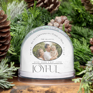 Babys First Christmas Joyful Birth Announcement Snow Globe