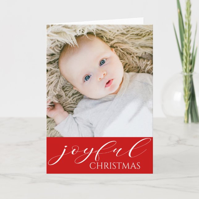Baby's First Christmas Joyful - YOUR BABY'S PHOTO Card (Front)
