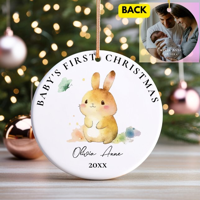 Baby's First Christmas Keepsake Custom Photo Ceramic Ornament (Creator Uploaded)