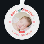 Baby's First Christmas Keepsake Ornament<br><div class="desc">Adorable red white "baby's first christmas" photo ornament designed by Shelby Allison. Photography © Kate Williams: https://www.flickr.com/people/kate_williams/ and provided by Creative Commons: https://creativecommons.org/licenses/by/2.0/</div>