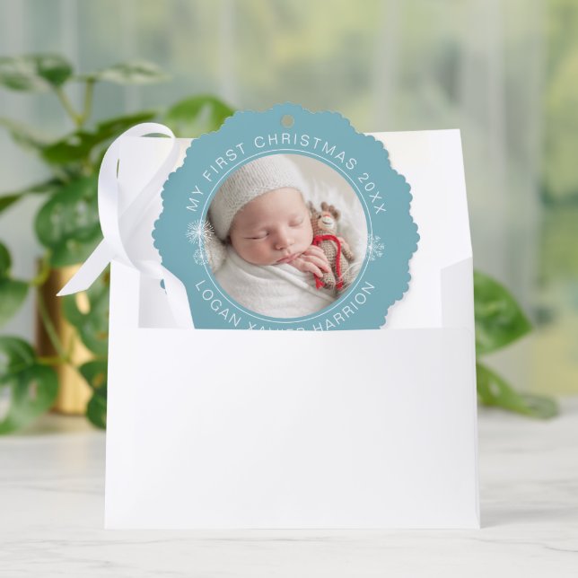 Baby's First Christmas Keepsake Photo Ornament Card (Envelope)