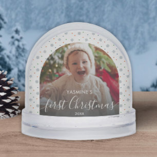 Baby's first Christmas keepsake snowflakes photo Snow Globe