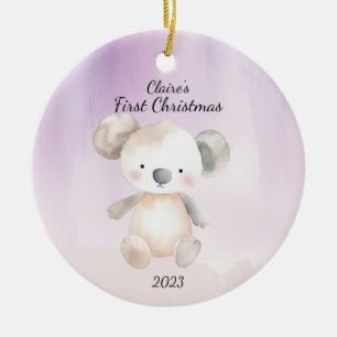 Baby's First Christmas Koala Bear Personalized Ceramic Ornament