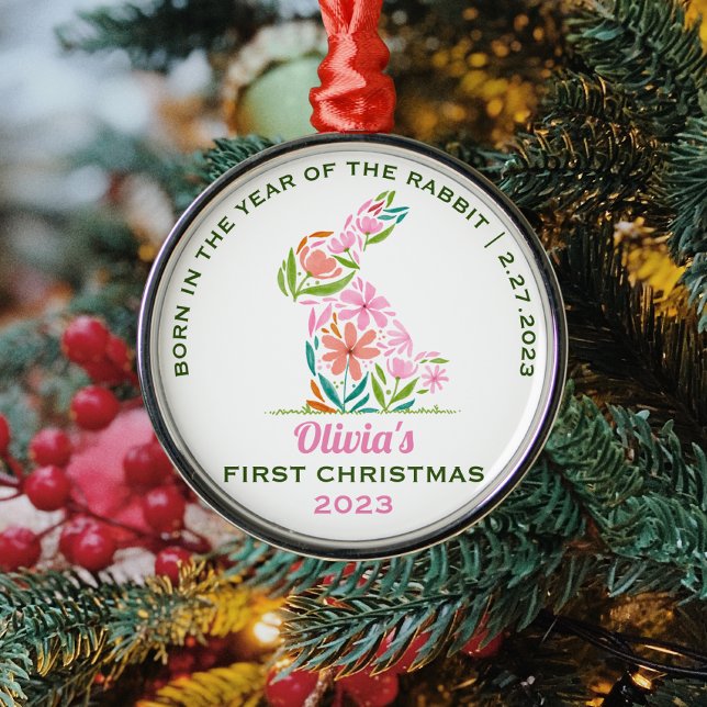 Baby's First Christmas Lunar Year of the Rabbit Metal Ornament (Creator Uploaded)