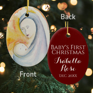 Baby's First Christmas Madonna and Child Ceramic Ornament