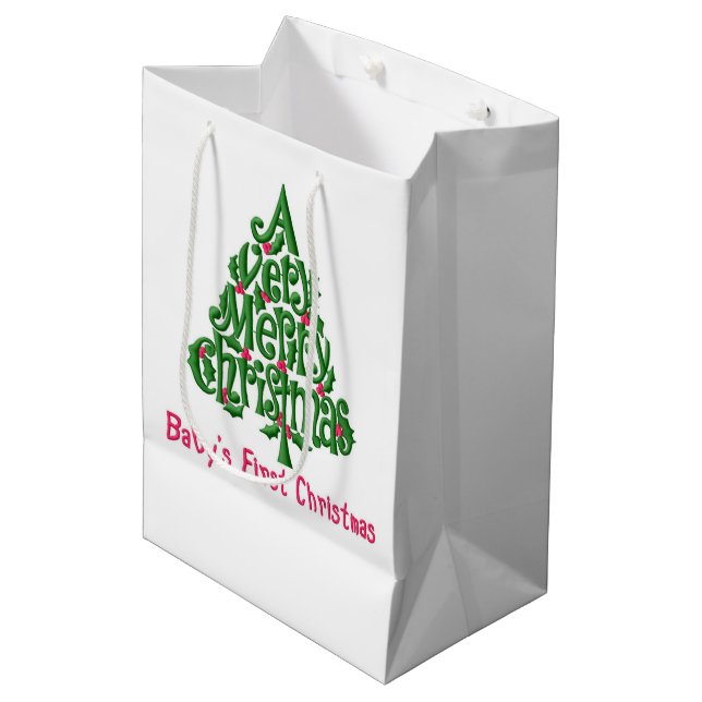 Baby's First Christmas  Medium Gift Bag (Front Angled)