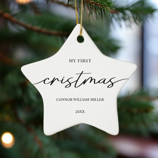 Baby's First Christmas Minimal Elegant Modern Ceramic Ornament (Baby's First Christmas Minimal Elegant Modern Ceramic Ornament)