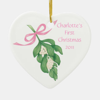 Baby's First Christmas~Mistletoe Ornament (Girl)