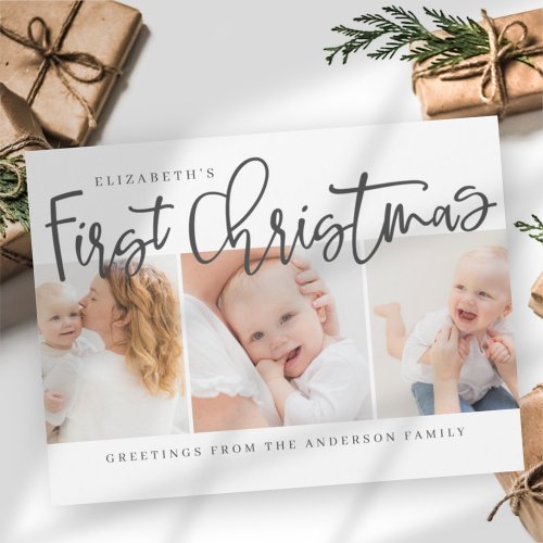 Babys First Christmas Modern Simple Chic Photo