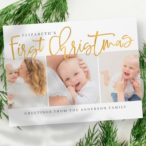 Babys First Christmas Modern Simple Chic Photo
