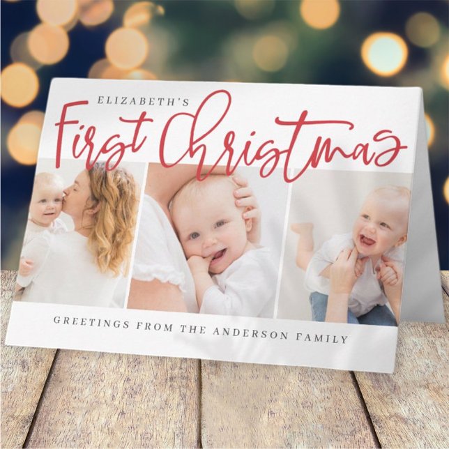 Baby's First Christmas Modern Simple Chic Photo Card (Creator Uploaded)