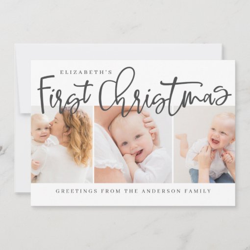 Baby's First Christmas Modern Simple Chic Photo Holiday Card | Zazzle