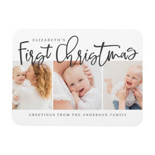 Babys First Christmas Modern Simple Chic Photo Magnet