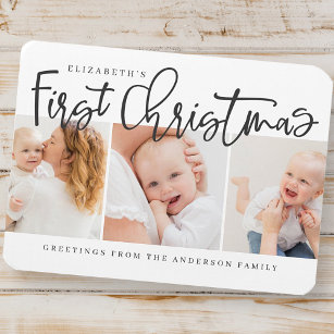 Baby's First Christmas Modern Simple Chic Photo Magnet