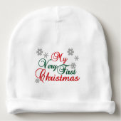 Baby's First Christmas - name customized - Baby Beanie (Front)