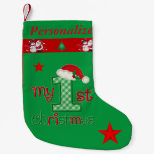 Baby's First Christmas - name customized - Small Christmas Stocking