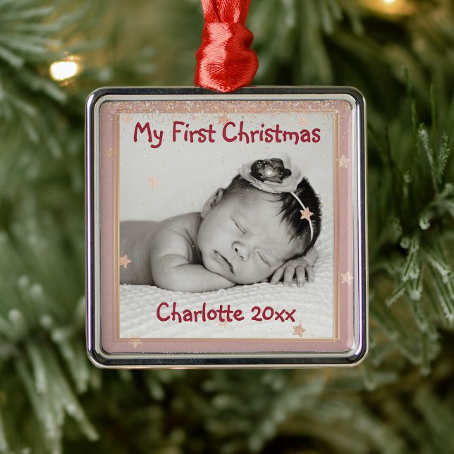 Baby's First Christmas, Name, Metal Ornament (Tree)