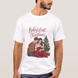 Babys First Christmas New Baby Holiday Couples T-Shirt