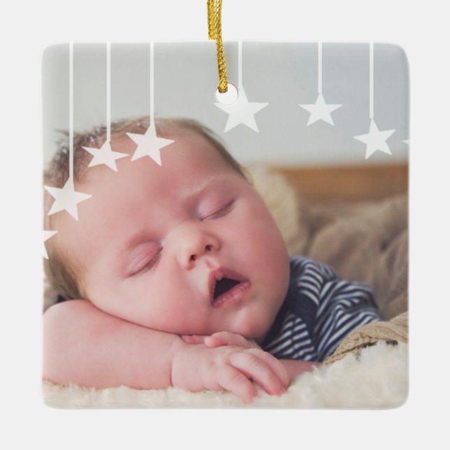 Baby's First Christmas Newborn Photo Keepsake Ceramic Ornament (Front)