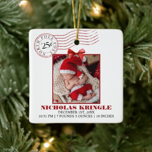 Babys First Christmas North Pole Ceramic Ornament