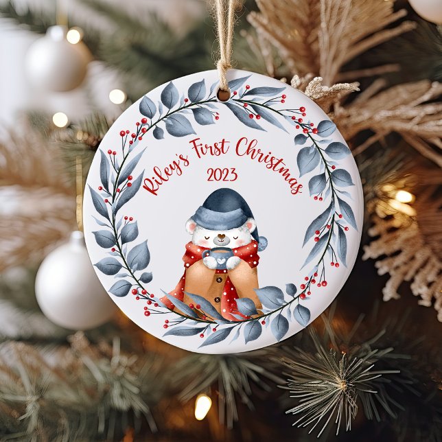Baby's First Christmas Ornament Baby Bear (Baby's first Christmas Custom Ornament)