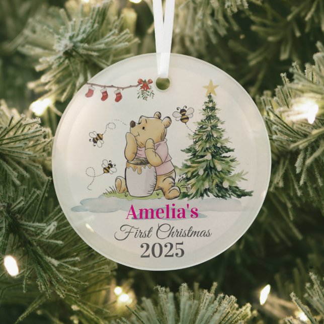 Baby's First Christmas Ornament | Bear & Bees Cust (Insitu)