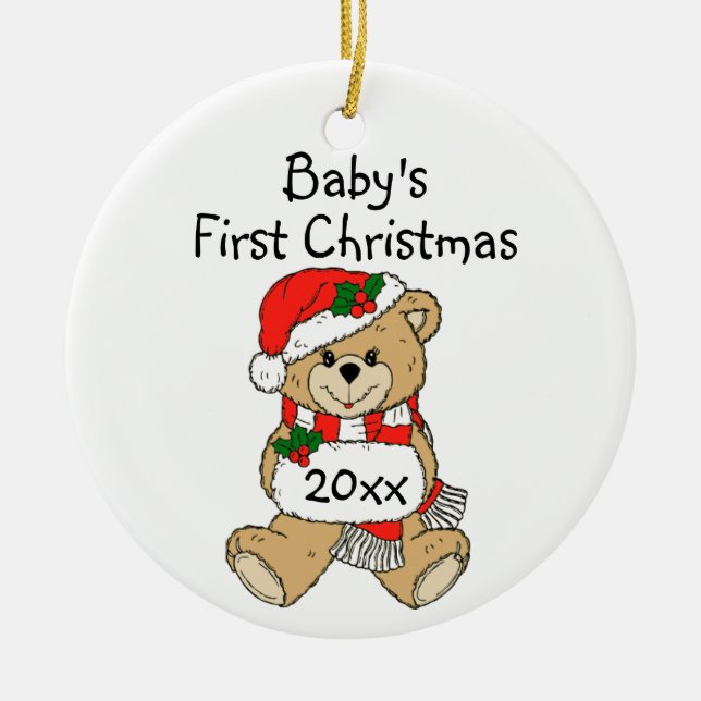 Baby's First Christmas Ornament. Ceramic Ornament (Front)