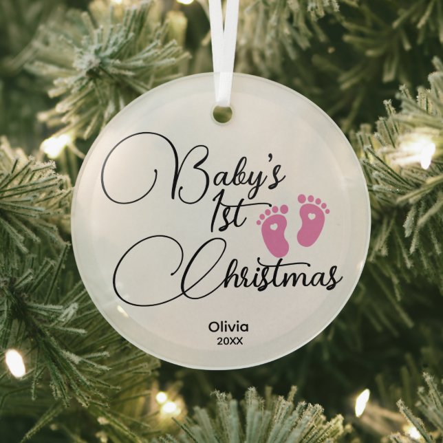 Baby's First Christmas Ornament, Personalized Glass Ornament (Insitu)
