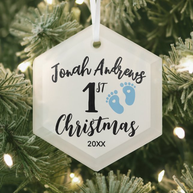 Baby's First Christmas Ornament, Personalized Glass Ornament (Insitu)
