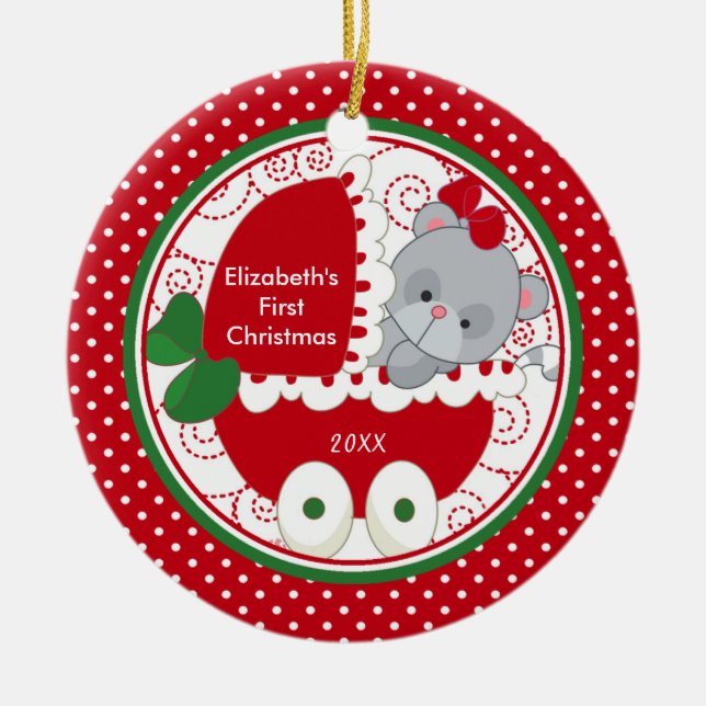 Baby's First Christmas Ornament Precious Kitty (Front)