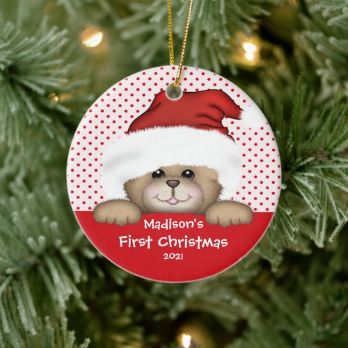 Babys First Christmas Ornament Santa Bear