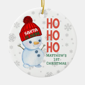 Baby's First Christmas Ornament, Snowman Design Ceramic Ornament